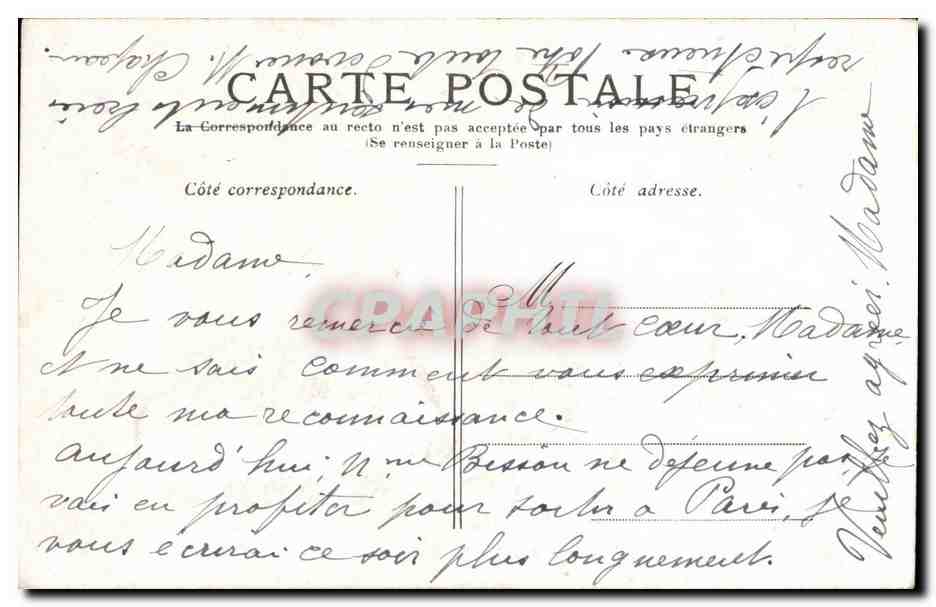 Paris CPA Notre DAme — Verso