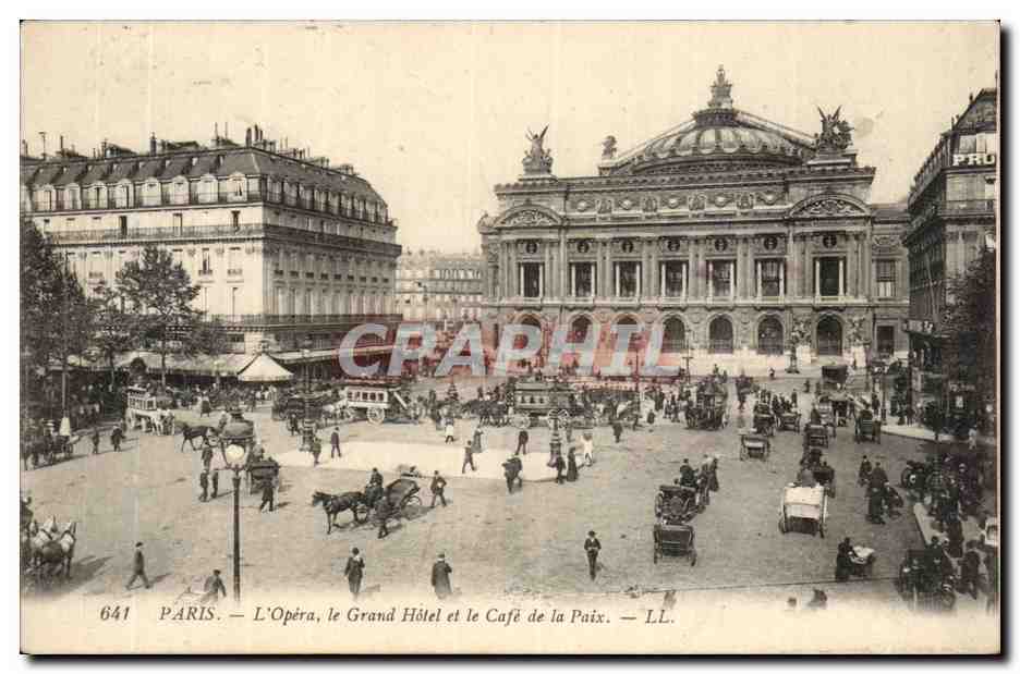 Paris CPA L'Opera le grand hotel et le cafe de la paix