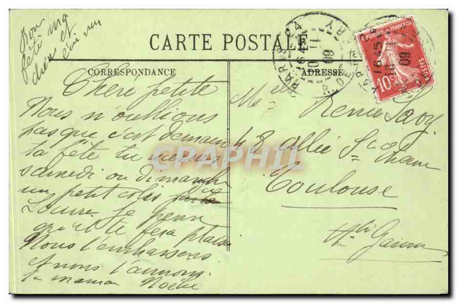Paris CPA L'Opera le grand hotel et le cafe de la paix — Rückseite