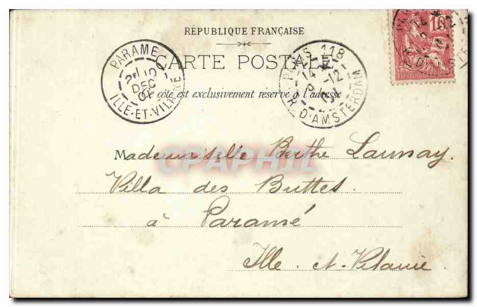 Paris CPA Place du Chatelet — Verso