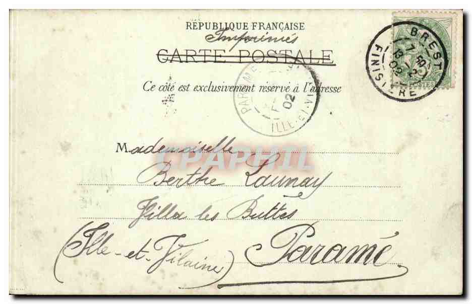 Paris CPA Boulevard et Fontaine St Michel — Rückseite