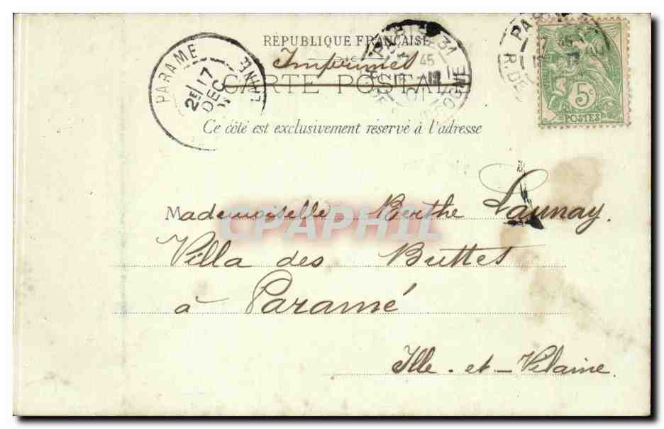 Paris CPA La rotonde du Parc Monceau — Verso