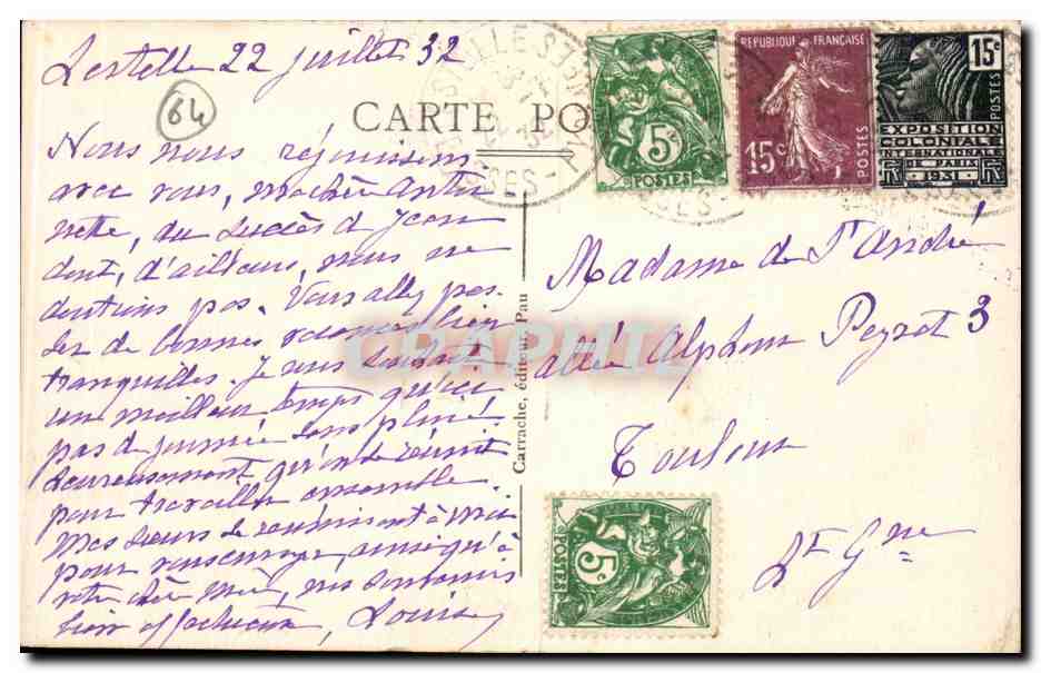 CPA Betharram Lestelle Le Gave et la montagne — Rückseite