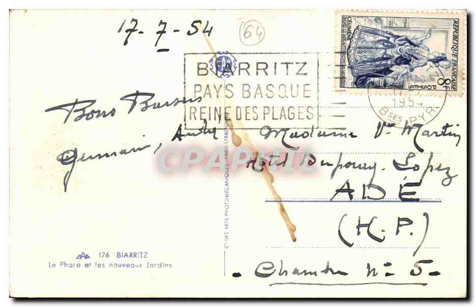 CPA Biarritz Le phare et les nouveaux jardins lighthouse — Verso