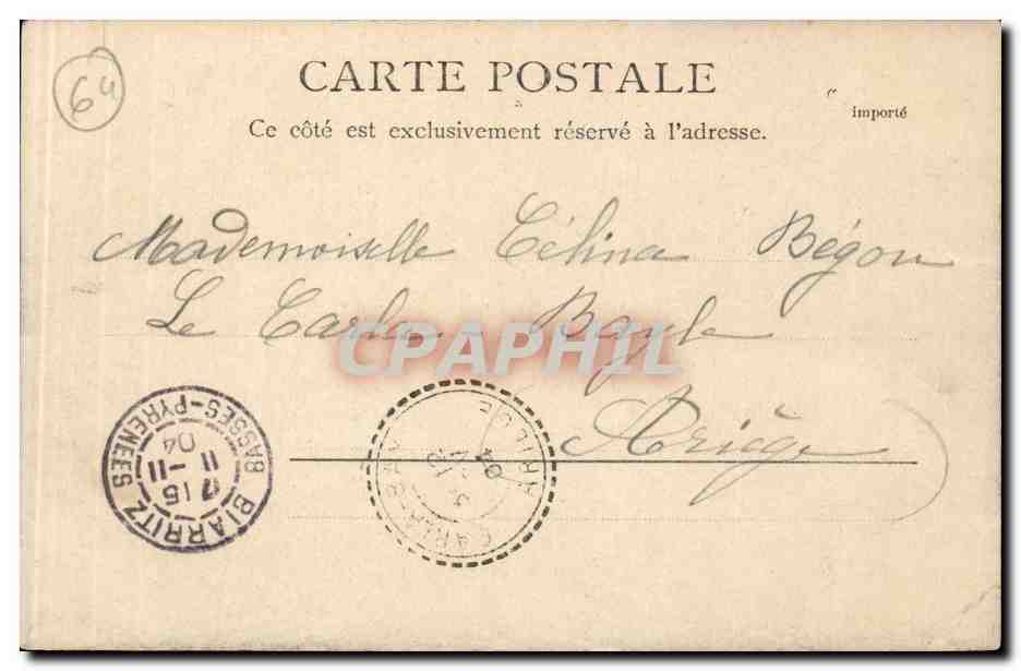 CPA Biarritz Villa Belza — Verso