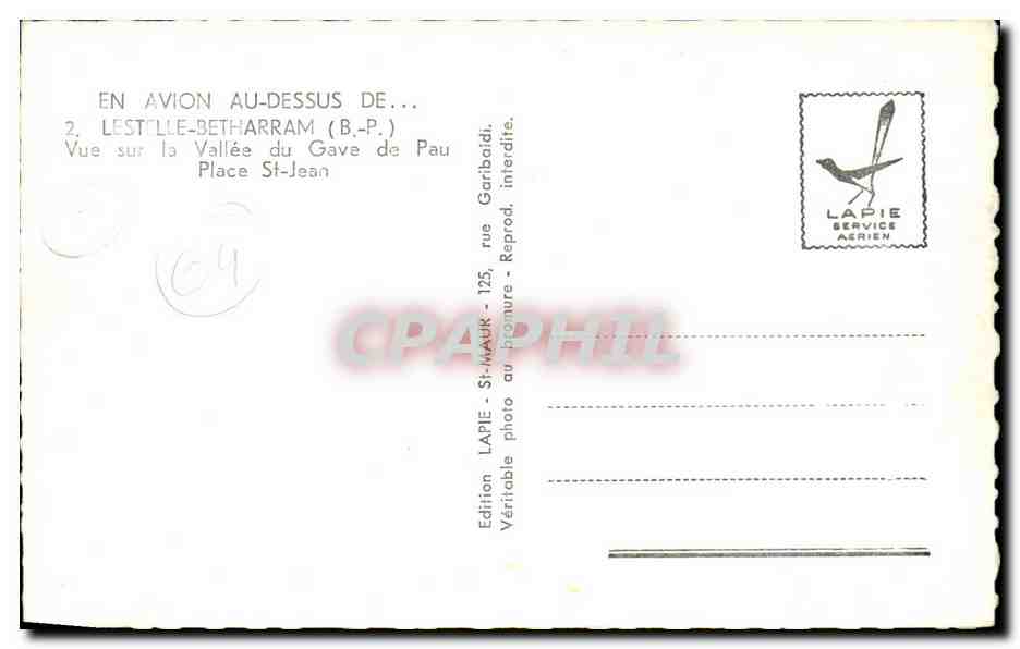 CPSM Lestelle Betharram Vue sur la vallee du Gave de Pau Place St Jean — Rückseite