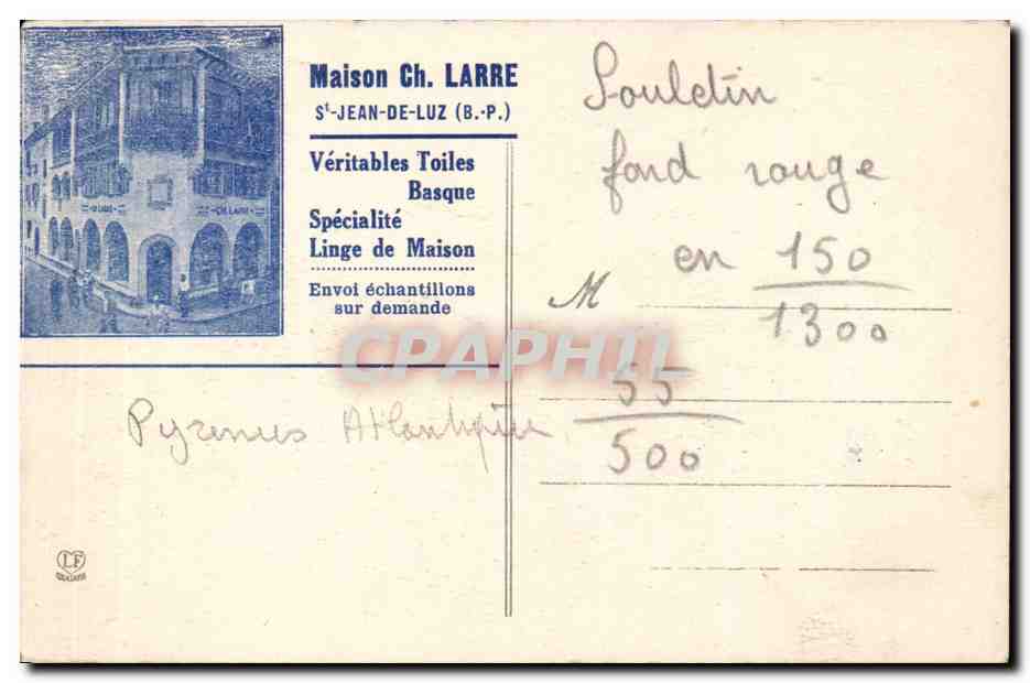 St-Jean-de-Luz — Maison Louis XIV — phototypie Labouche Lirick, Toulouse — Rückseite