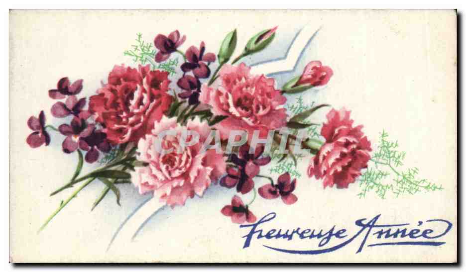 CPA Fantaisie Fleurs Heureuse annee