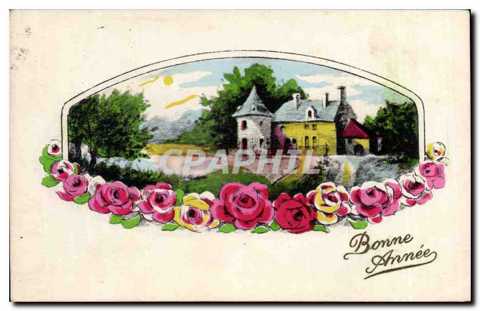 CPA Fantaisie Bonne annee Manoir