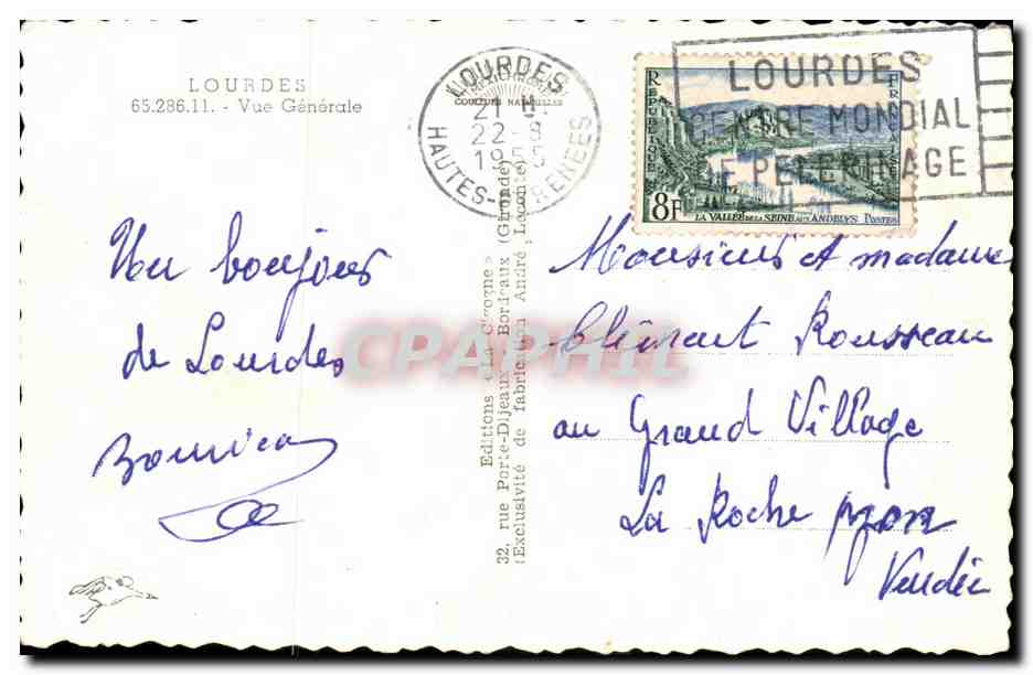 CPA Lourdes Vue generale — Verso