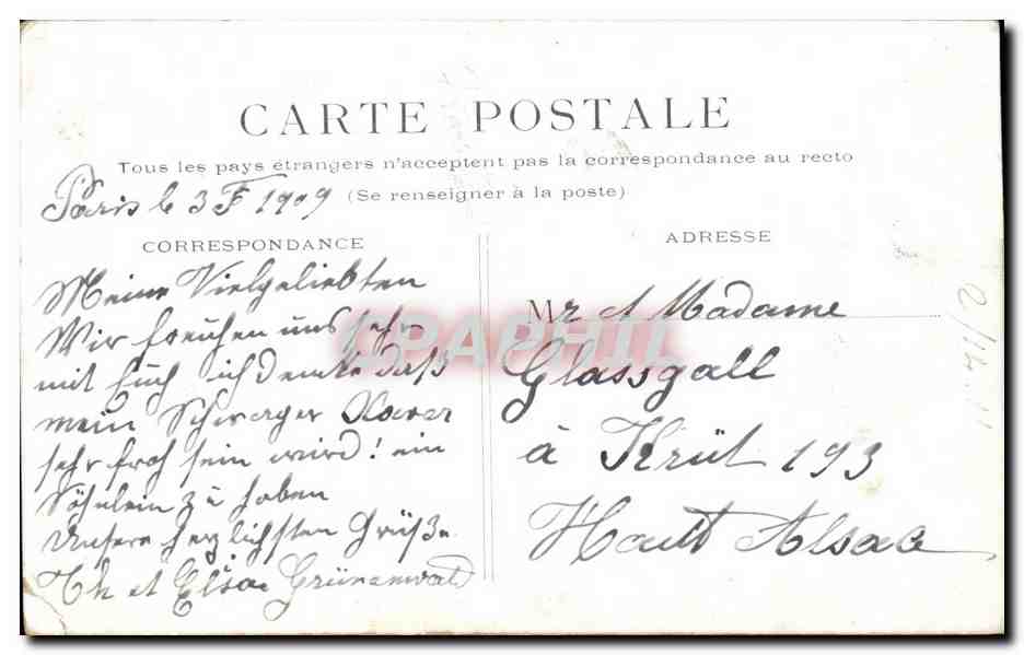 Paris CPA Hotel de ville — Rückseite