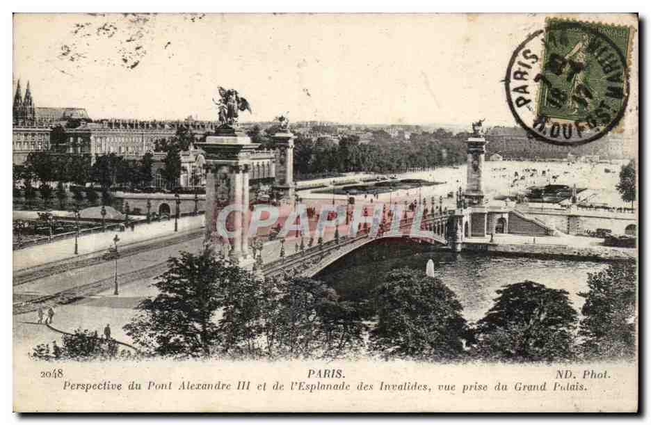 Paris CPA Pont Alexandre III et esplanade des Invalides