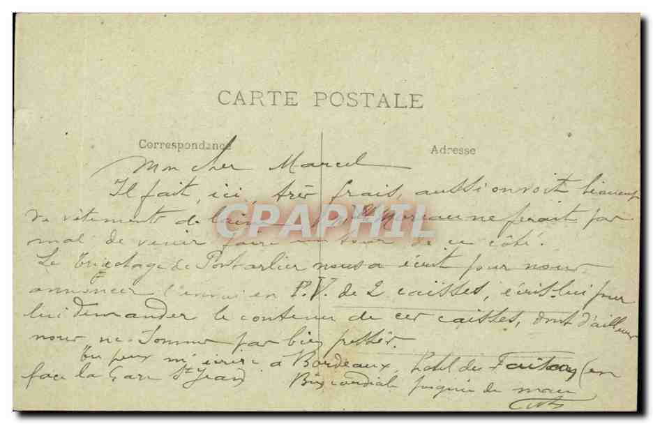 CPA Lourdes le chateau fort Lavandieres — Verso
