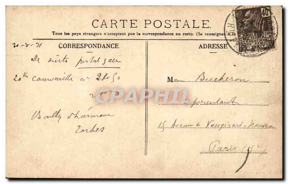 Bayonne — Les Fortifications – La Porte avancée d’Espagne – La Cathédrale — A. Villatte, éditeur, Turbes — Rückseite