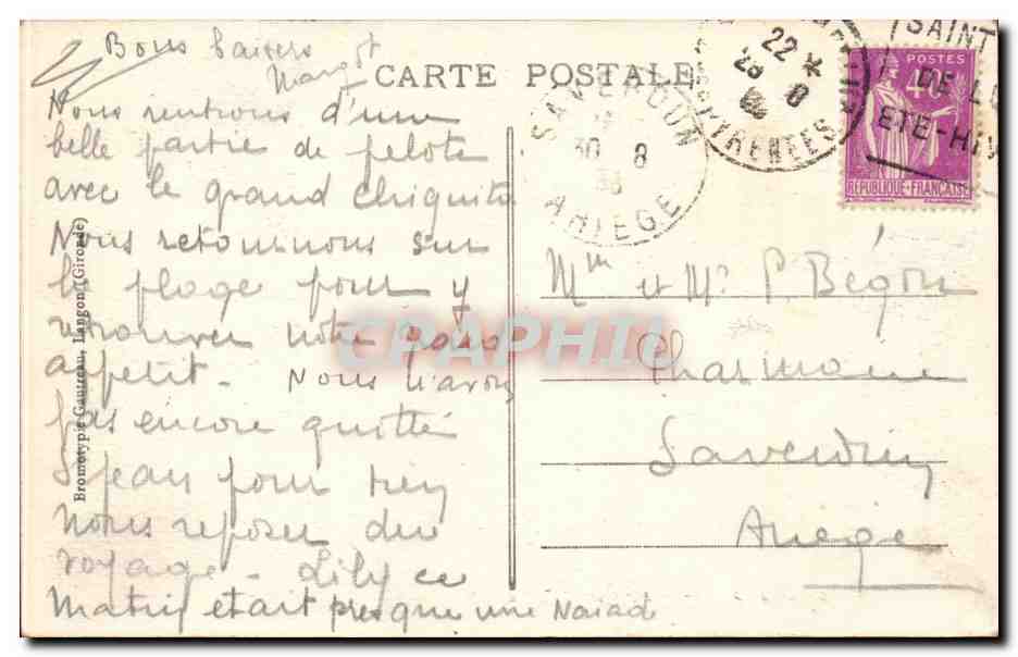 CPA Saint Jean de Luz Ciboure a travers les pins — Verso