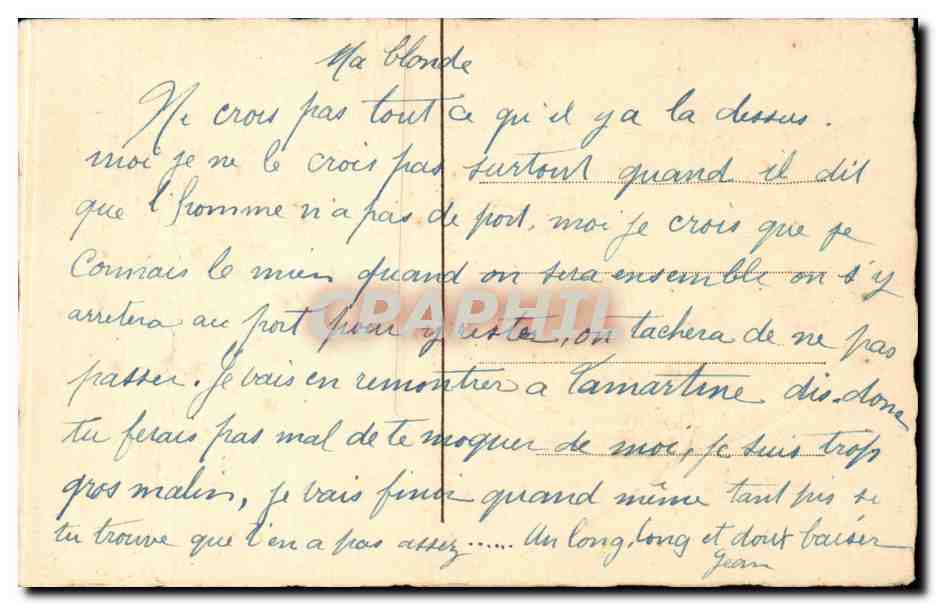 Deux personnes à la fontaine — poème et correspondance manuscrite — E. Meun-Pr — Verso