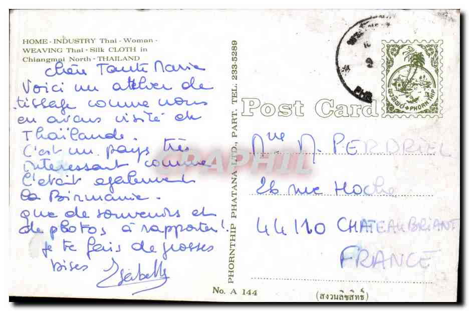 Femme thaïe tissant du tissu en soie — Chiangmai, Thaïlande — Phornthip Phatana Ltd, n° 144 — Reverso