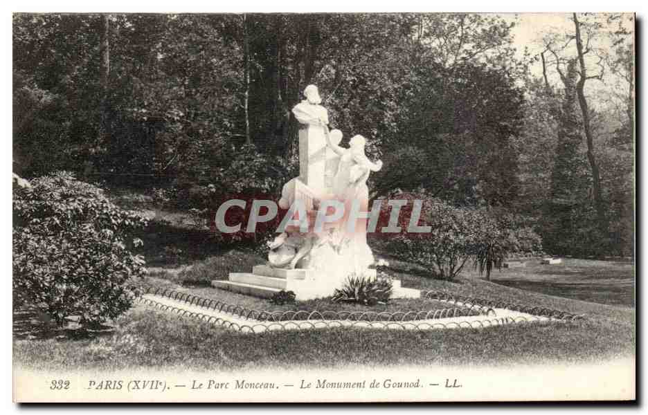 CPA Paris Parc Monceau Le monument de Gounod
