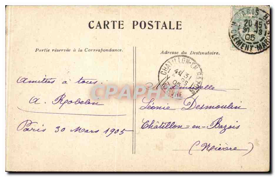 CPA Paris La place du palais Royal — Verso