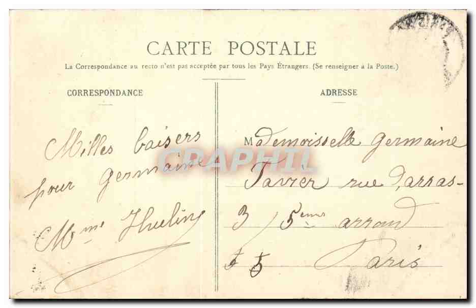 CPA Paris Jardin et palais du Luxembourg — Rückseite