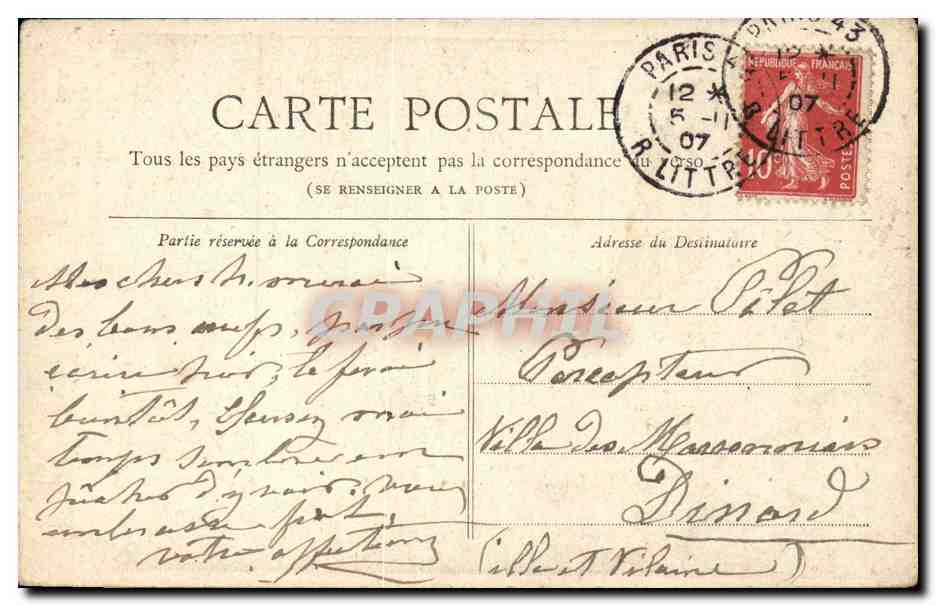 CPA Paris Le lion de Belfort — Rückseite