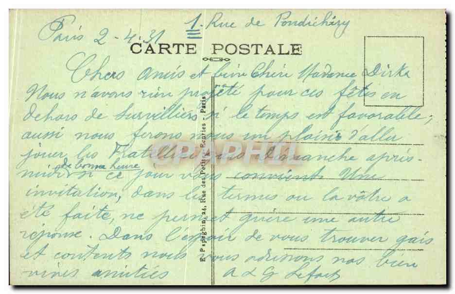 CPA Paris Tour Saint Jacques — Rückseite