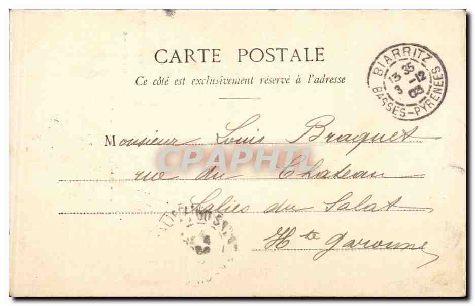 CPA Biarritz Le phare lighthouse — Verso