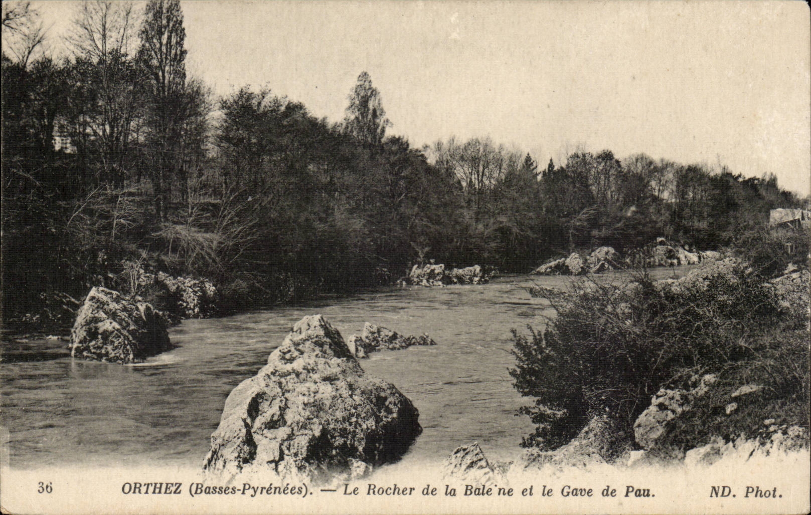 Orthez (Basses-Pyrénées) — Le Rocher de la Baleïne et le Gave de Pau — ND. Phot.