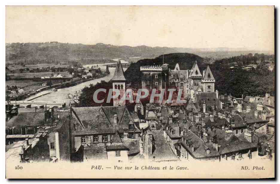 CPA Pau Vue sur le chateau et le Gave