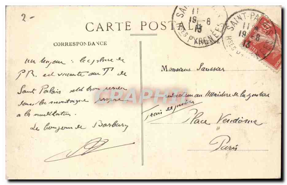St-Jean-Pied-de-Port — Puerta St-Jacques — Entrada del Fuerte — C.C. 69 — Reverso