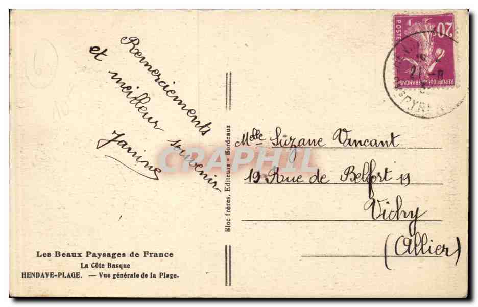 La Côte Basque — Vue générale de la Plage — Hendave-Plage, éditée par Les Beaux Paysages de France — Rückseite
