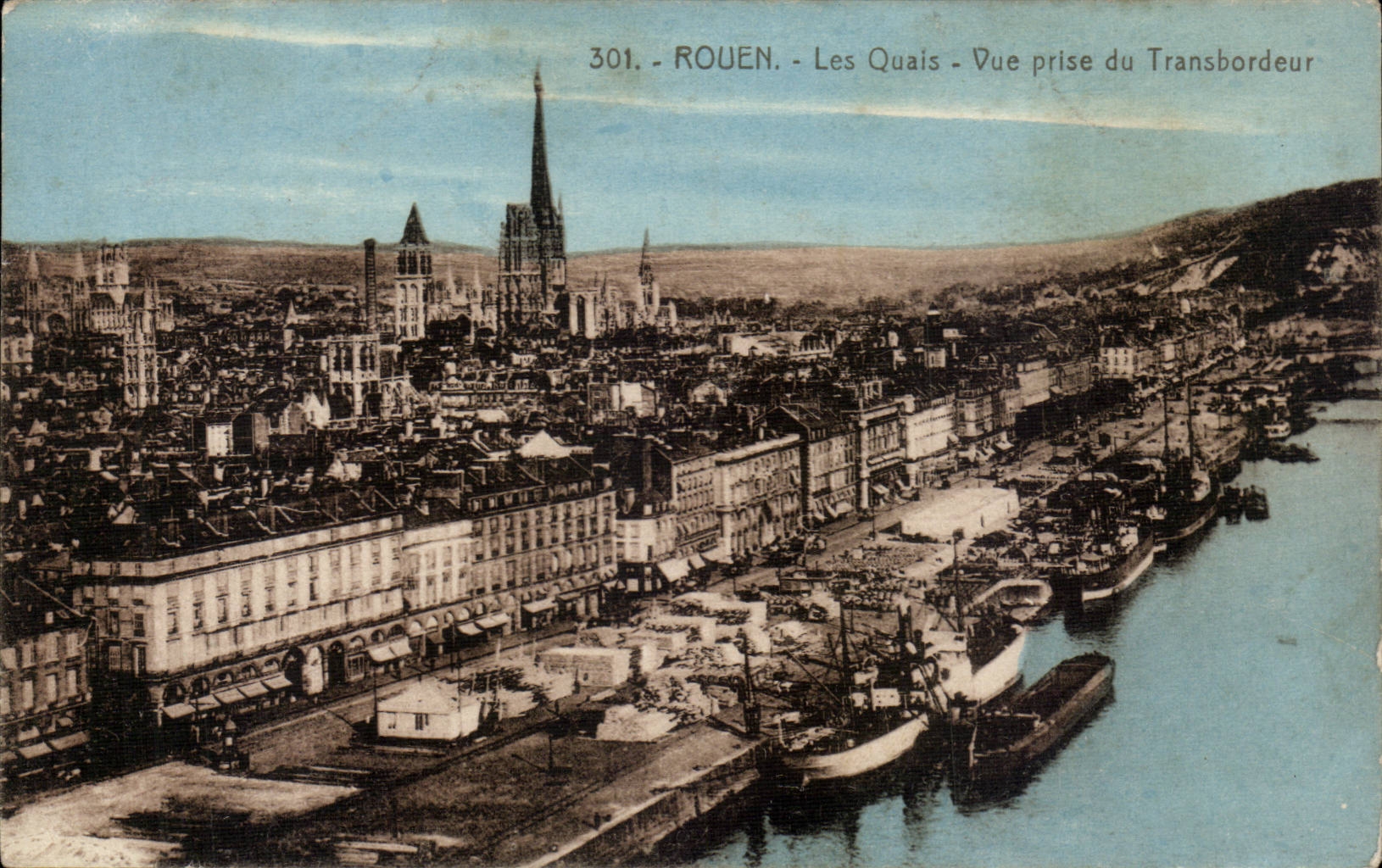 CPA Rouen Les quais Vue prise du transbordeur