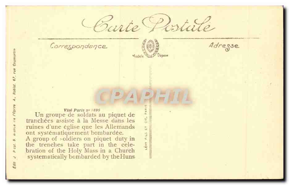 CPA Un groupe de soldats assiste a la messe Militaria — Rückseite