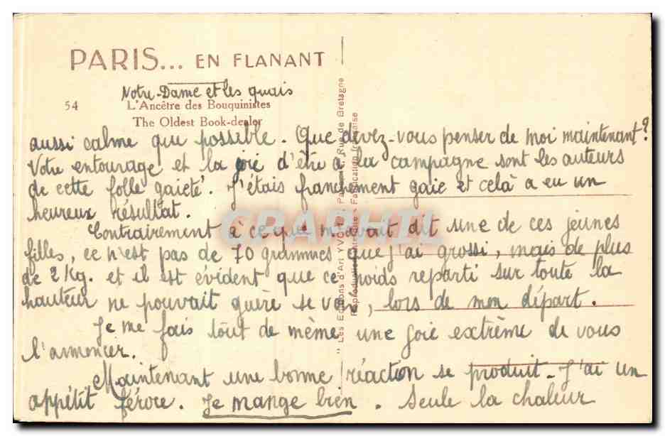 CPA Paris L'ancetre des bouquinistes — Verso