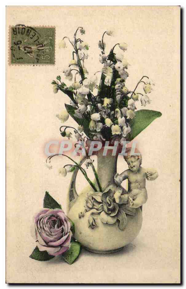 CPA Fantaisie Fleurs Santon