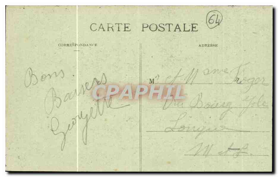 Pau CPA Un coin du boulevard et la chaine des Pyrenees — Verso