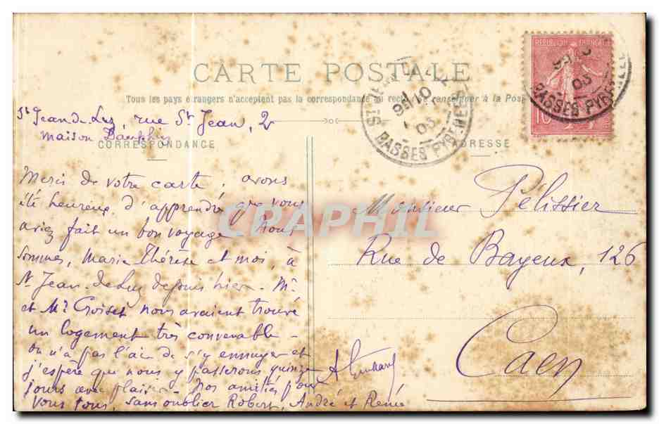 CPA Saint Jean de Luz La maison Louis XIV — Verso