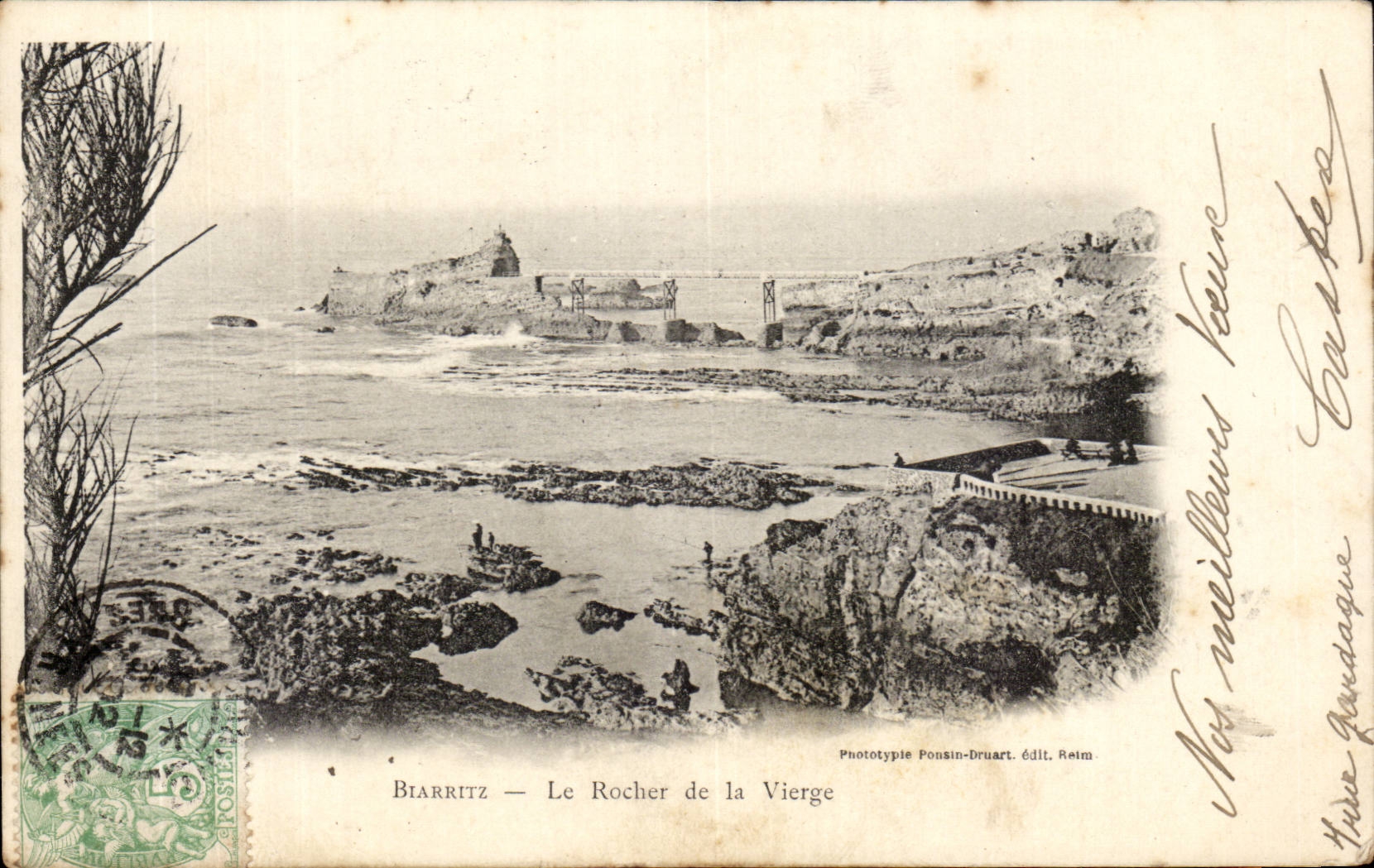 Biarritz — Le Rocher de la Vierge — Phototype Ponsin-Druart, édit. Reims