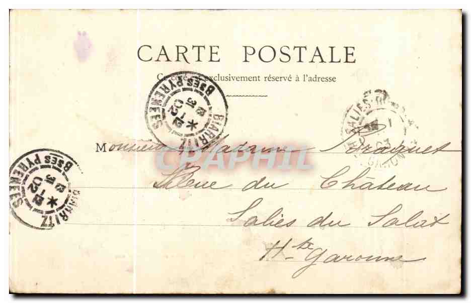 Biarritz — Le Rocher de la Vierge — Phototype Ponsin-Druart, édit. Reims — Rückseite