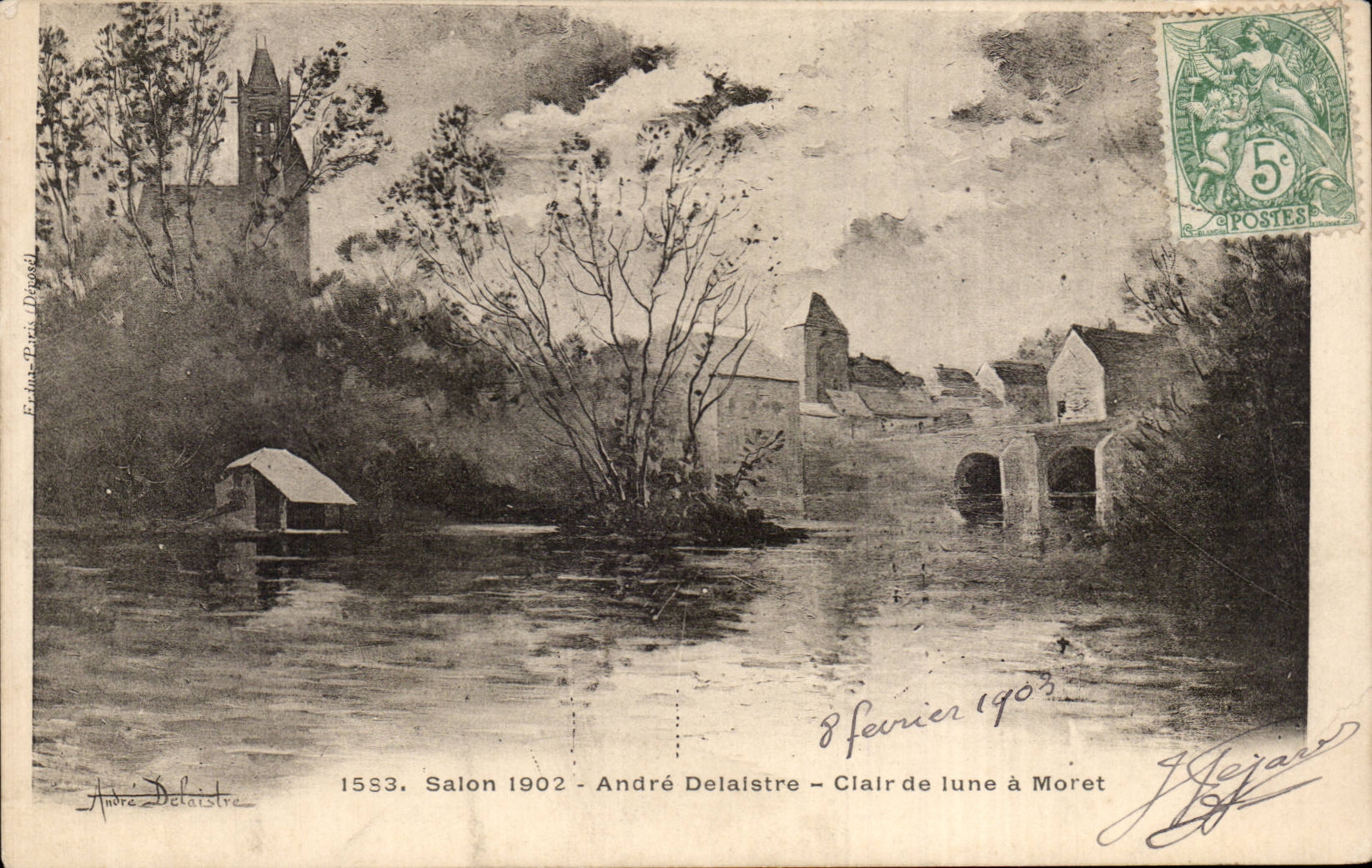 CPA Salon 1902 Andre Delaistre Clair de lune a morte