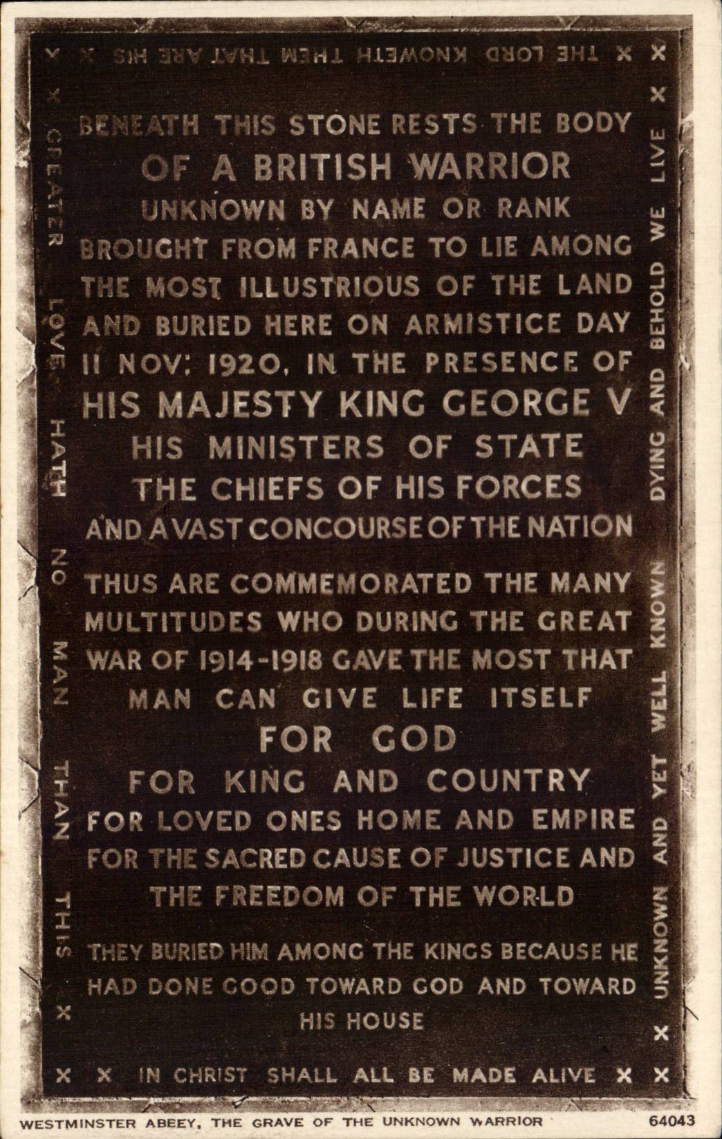 CPA Grande Bretagne Londres london Westminster Abbey The grave of the unknown Warrior