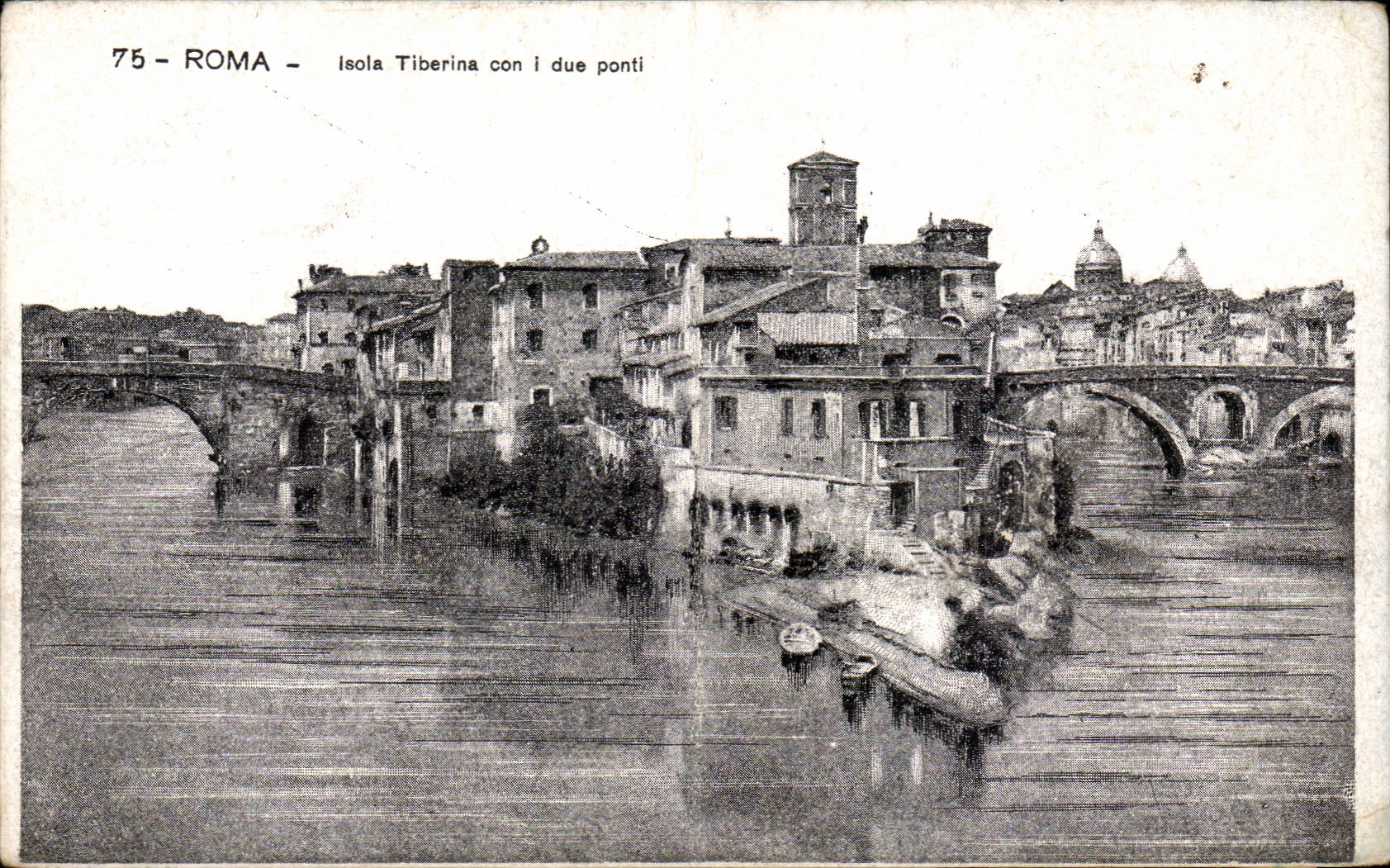 CPA Italie italia Roma Isola Tiberina con i due ponti