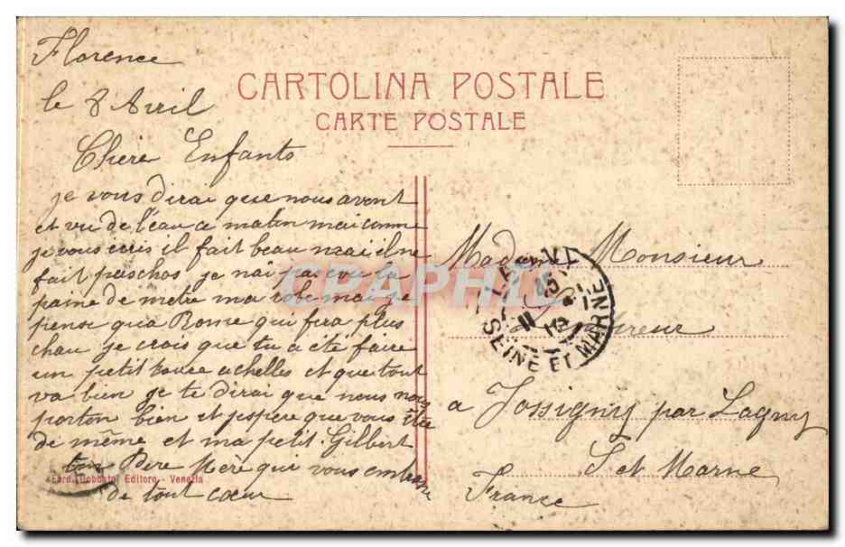 CPA Italie italia Firenze La Loggia dell orgagna — Rückseite