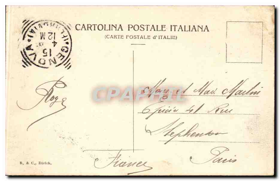 CPA Italie italia Genova Stazione Brignole — Rückseite