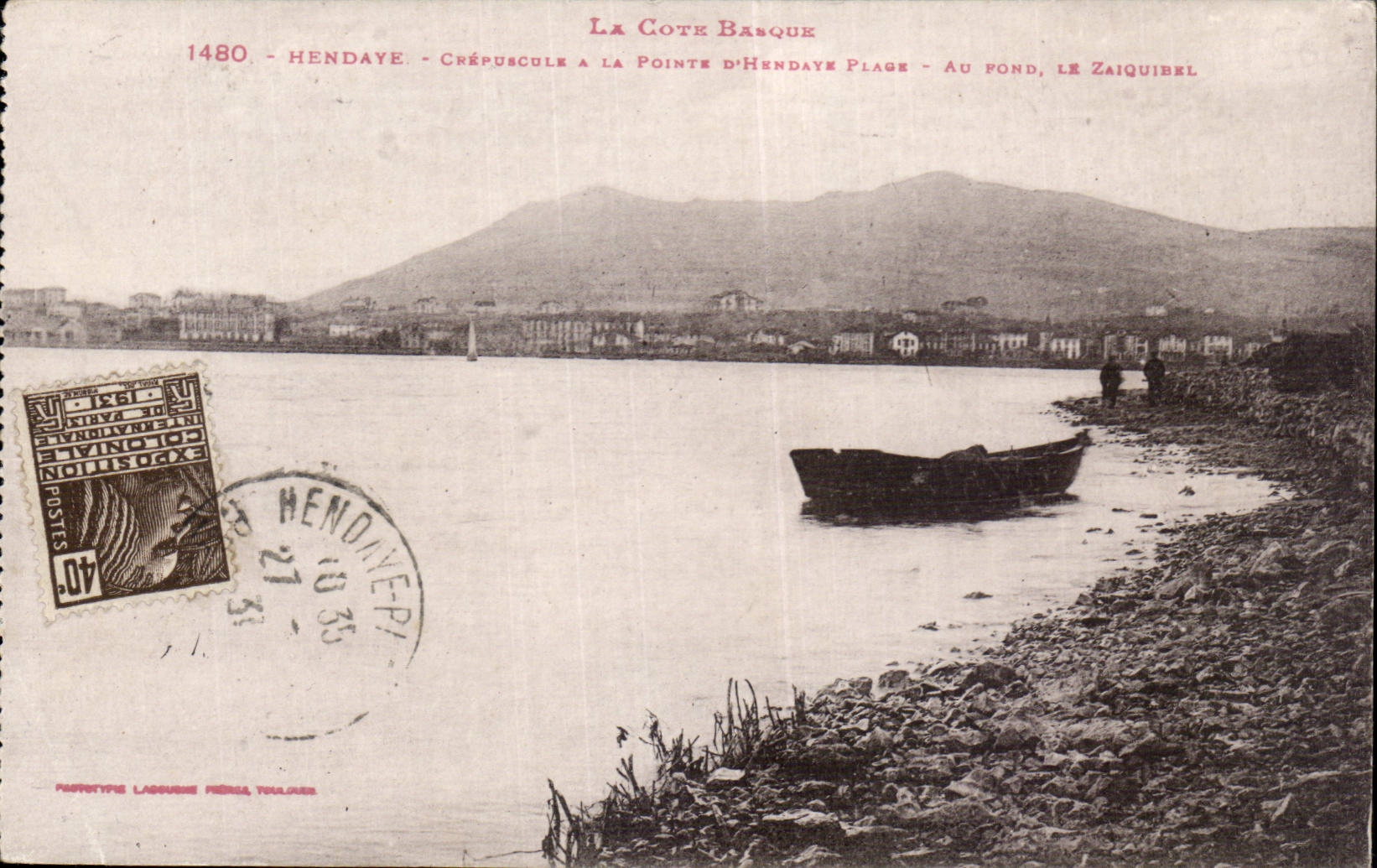 Hendaye - Crépuscule à la Pointe d'Hendaye - Au fond, le Zaiquibél