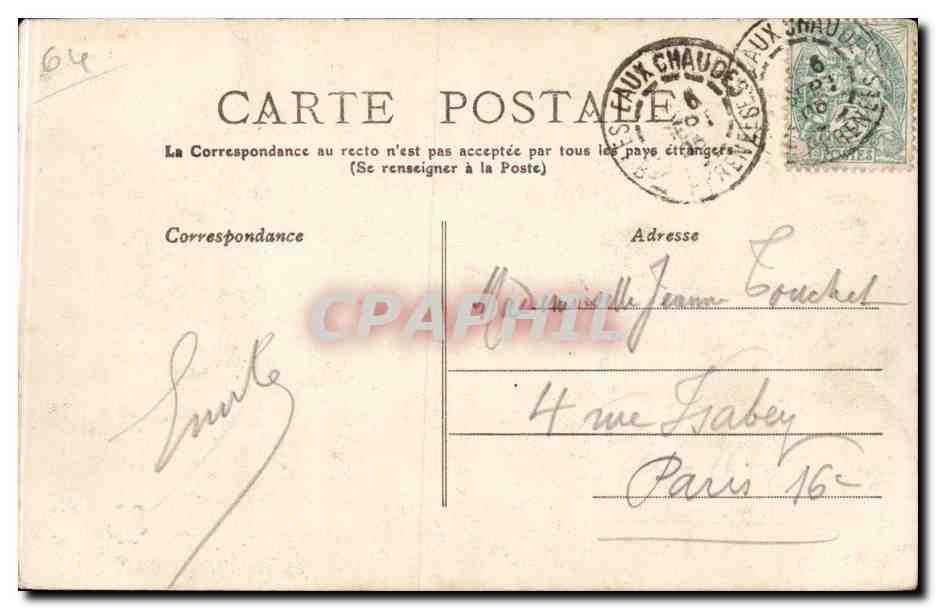 CPA EAux chaudes Entree de la ville Cote de l'Espagne — Rückseite