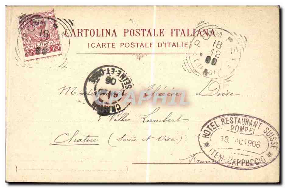 CPA Italie Italia Pompei Via e fontana della Fortuna — Rückseite