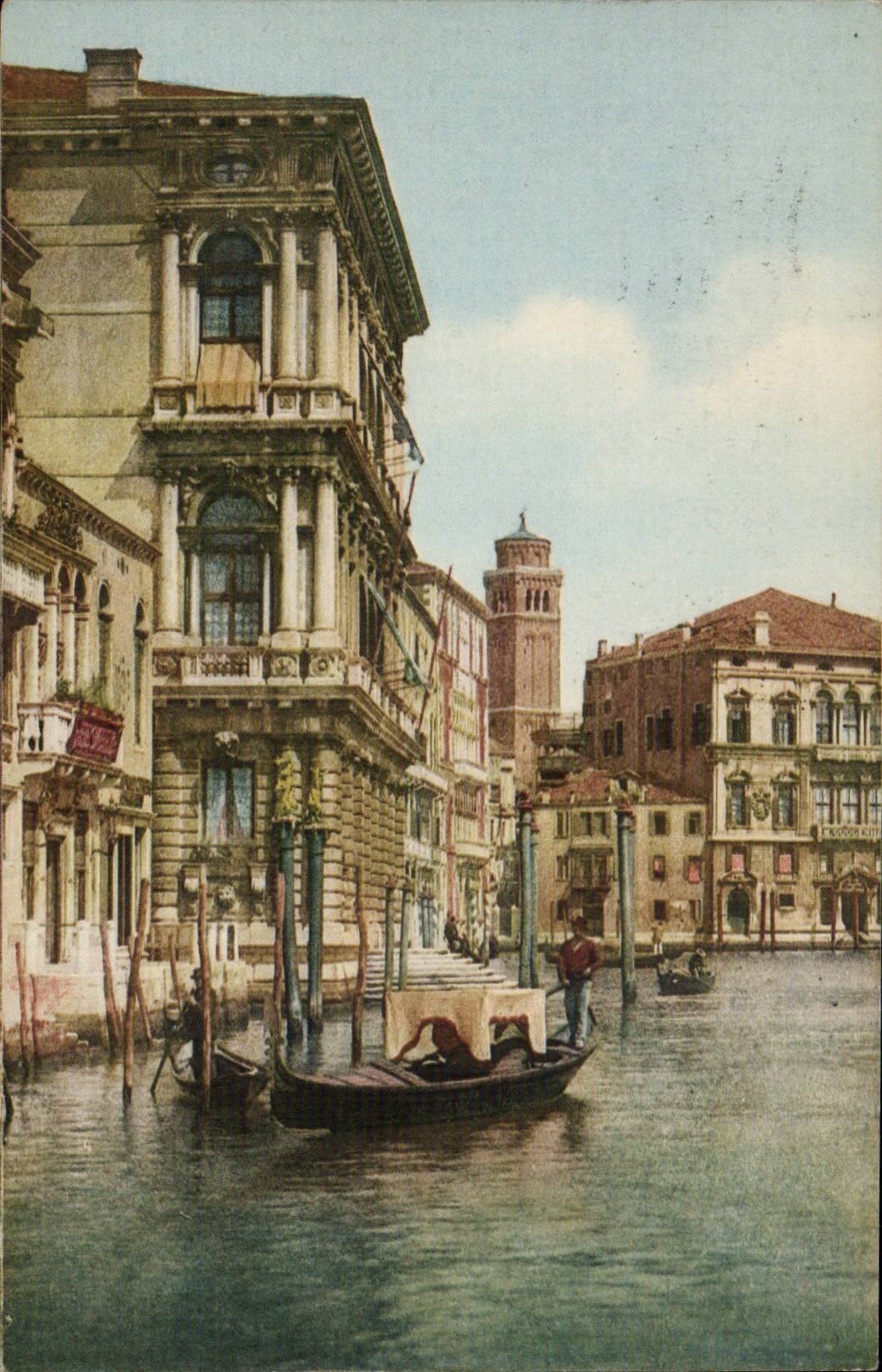 CPA Italie Italia Venezia Canal grande e palazzo Browning