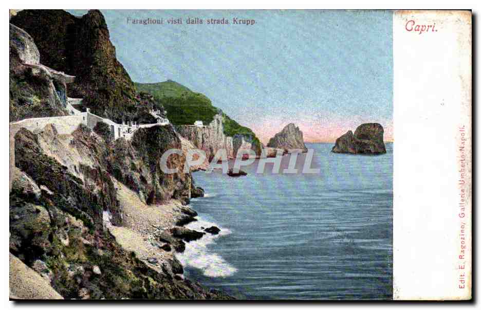 CPA Italie Italia Capri Faraglioni visti strada Krupp