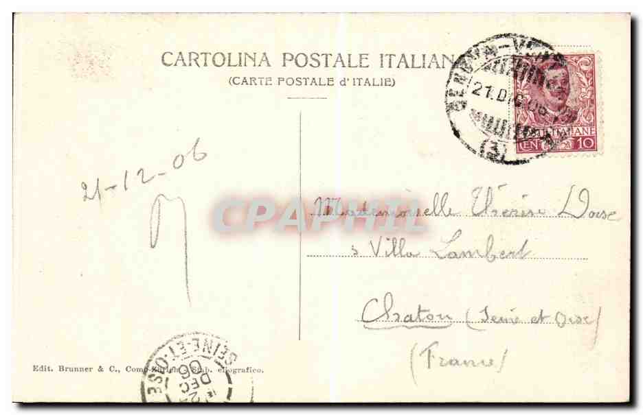 CPA Italie Italia San Remo Giardini Regina Elena — Rückseite